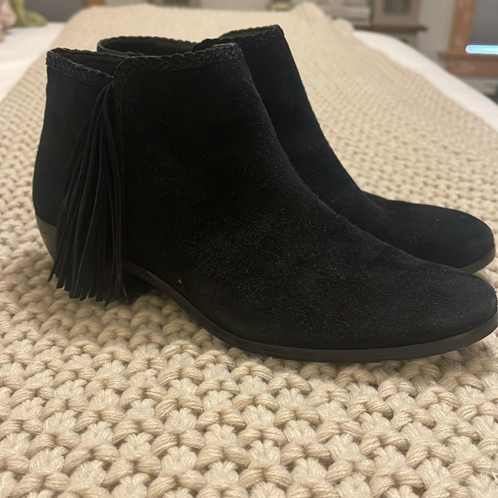 Sam Edelman | Black Paige Fringe Ankle Booties